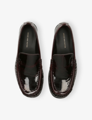 DRIES VAN NOTEN: Ruched Patent-Leather Lofers