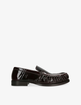DRIES VAN NOTEN: Ruched Patent-Leather Lofers