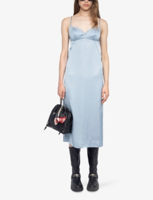 ZADIG&VOLTAIRE: Rialta Lace-Embroidered Cut-Out Satin Midi Dress