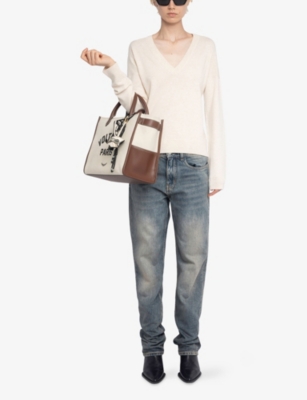Zadig & Voltaire Womens Ecru Vivi V-neck Regular-fit Cashmere Jumper In White