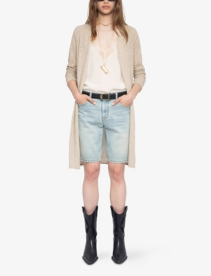 Zadig & Voltaire Womens Cream Daffyz Star-pointelle Long-sleeve Cashmere Cardigan In Neutral