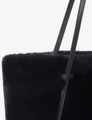 The White Company S  Faux-fur Shopper Bag In Black