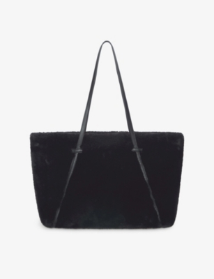 The White Company S  Faux-fur Shopper Bag In Black