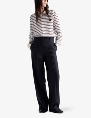 PRADA: Striped Logo-Patch Cotton Pique Polo Shirt