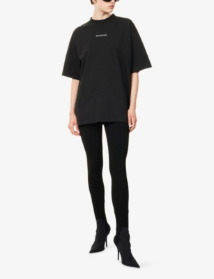 BALENCIAGA: Oversized Embroidered-Logo Cotton-Jersey T-shirt