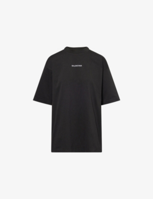 BALENCIAGA: Oversized Embroidered-Logo Cotton-Jersey T-shirt