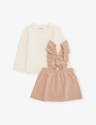 H&M ADORABLES: Long-Sleeve Knitted Cotton Top and Skirt Set 4-36 Months