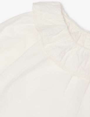H&m Adorables Frill-collar Floral-print Cotton Blouse 4-36 Months White Dusty Light In White