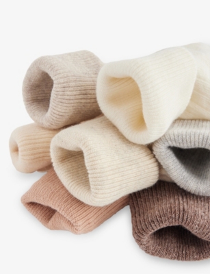 H&m Adorables Beige Medium Dusty Rolltop Pack Of Seven Cotton-blend Socks In Multi