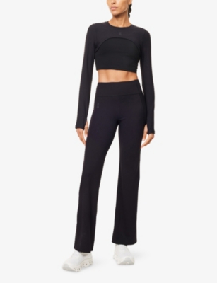 On Womens Black Studio Flared Performance Leggings In Black