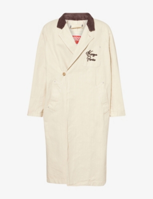 KENZO: Relaxed-Fit Notch-Lapels Cotton Coat