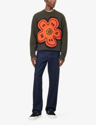 KENZO: Floral Long-Sleeves Knitted Wool Jumper