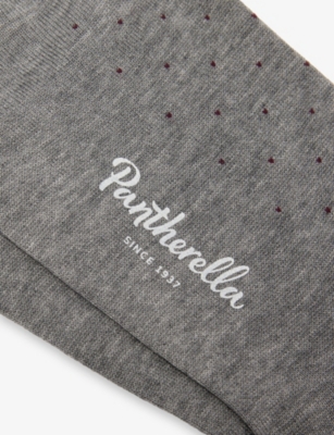 Pantherella Mens Mid Grey Mix Gadsbury Long Pin-dot Cotton-blend Dress Socks
