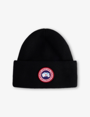 Canada Goose Kids' Black - Noir Arctic Toque Logo-patch Wool Beanie Hat