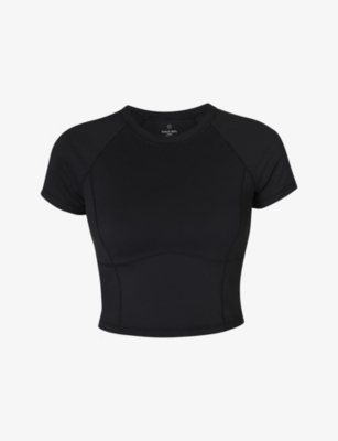 Sweaty Betty Womens Black All Day Cropped Jersey T-shirt Xl In Black