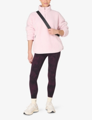Sweaty Betty Womens Frost Pink Plush Half-zip Fleece Sweatshirt In Pink