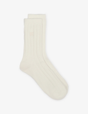 Sweaty Betty Womens Lily White Cosy Logo-embroidered Knitted Socks In Neutral