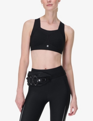Sweaty Betty Womens Black C Zero Gravity Running Bra In Black
