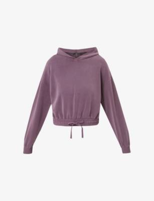 SWEATY BETTY: Sand Wash CloudWeight Cropped Stretch-Jersey Hoody