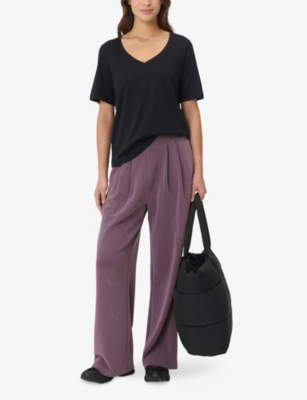 Sweaty Betty Womens Black Essential V-neck Cotton And Viscose-blend T-shirt In Blue