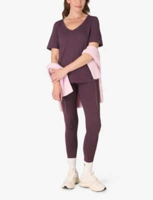 Sweaty Betty Womens Neptune Purple Essential V-neck Cotton And Viscose-blend T-shirt In Red