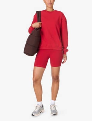 Sweaty Betty Womens Pepper Red Revive Crewneck Cotton-blend Sweatshirt In Red