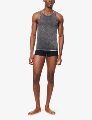 Diesel Mens Multi-coloured Faded-wash Sleeveless Cotton-jersey Vest In Gray