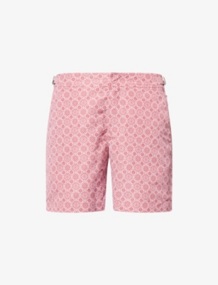Orlebar Brown Mens Dark Ruby Bulldog Patterned  Swim Shorts In Pink