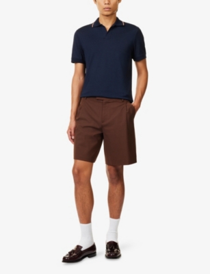 Orlebar Brown Mens Night Iris Felix Tipping Cotton-blend Knit Polo Shirt In Blue