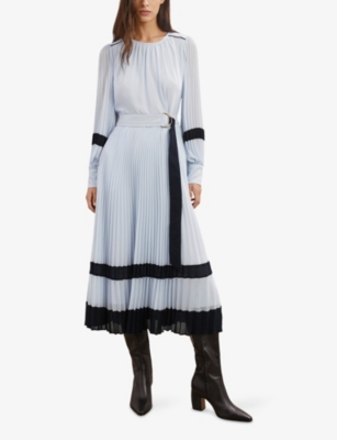 REISS: Tori Colour-Block Woven Midi Dress