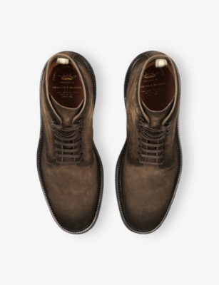 Officine Creative Mens Dark Green Hopkins Flexi Suede Ankle Boots Eur 45 / 11 Uk In Brown