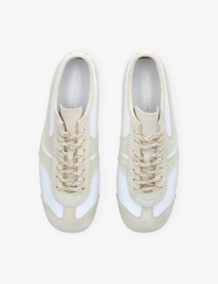 Dries Van Noten Leather And Suede Low Profile Sneakers In White