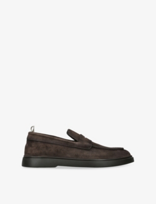 Officine Creative Mens Bones Slip-on Suede Loafers Brown In Brown