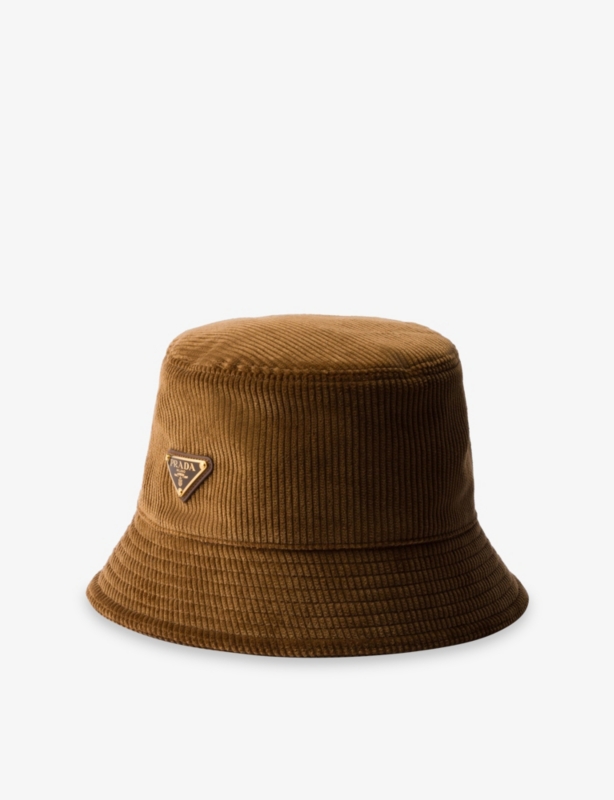 Logo-Plaque Corduroy Bucket Hat
