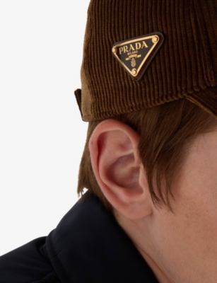 PRADA: Logo-Plaque Corduroy Baseball Cap