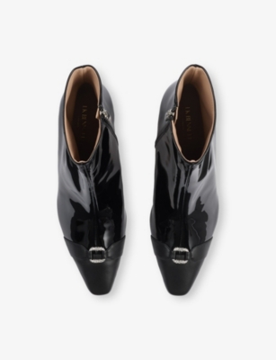 LK BENNETT: Hylda Patent-Leather Heeled Ankle Boots