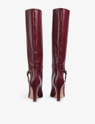 Lk Bennett Womens Red-burgundy Loretta Leather Knee-high Boots Eur 39 / 6 Uk