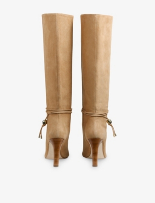 Lk Bennett Womens Cam-camel Loretta Suede Knee-high Boots Eur 40 / 7 Uk In Neutral