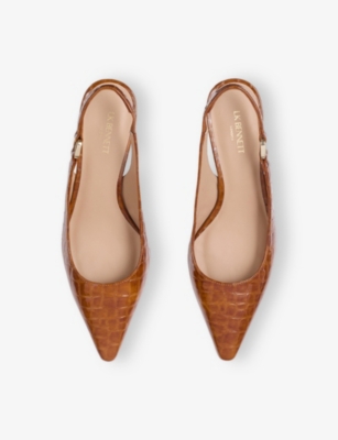 LK BENNETT: Lettie Crocodile-Embossed Leather Slingback Courts