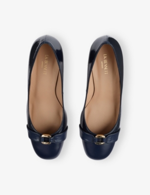 Lk Bennett Womens Blu-navy Kate Block-heel Leather Courts Eur 38/5 Uk In Blue