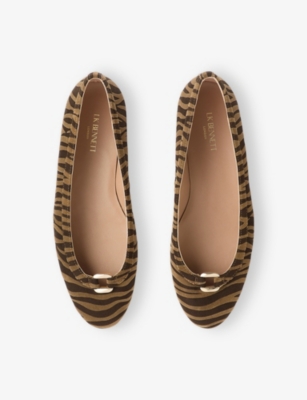 Lk Bennett Womens Pri-zebra Dollie Leopard Suede Ballet Flats Eur 38/5 Uk In Animal Print