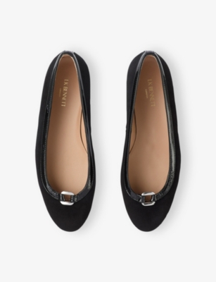Lk Bennett Womens Bla-black Dollie Suede Ballet Flats Eur 41 / 8 Uk In Black