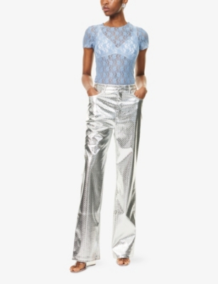 AMY LYNN: Orla Round-Neck Floral-Lace Woven T-Shirt