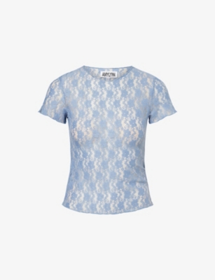 AMY LYNN: Orla Round-Neck Floral-Lace Woven T-Shirt