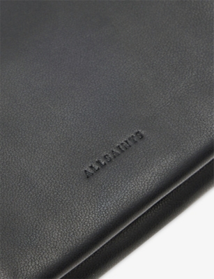 Allsaints Womens Harluna Logo-debossed Leather Wallet Black In Blue