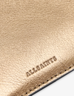 Allsaints Womens Warm Brass Remy Logo-debossed Square Leather Wallet