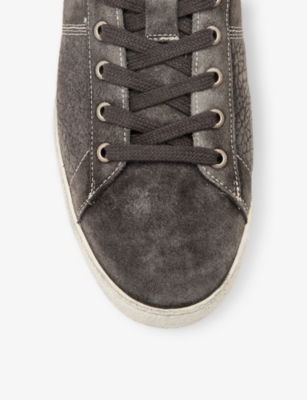 Allsaints Mens Warm Grey Leon Suede Low-top Trainers Eur 43 / 9 Uk In Gray