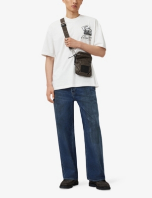 Allsaints Mens Chalk White Reel Graphic-print Short-sleeve Cotton T-shirt Xs In White