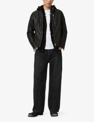 ALLSAINTS: Ashton Detachable-Hood Zip-Up Leather Jacket