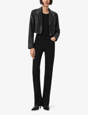 ALLSAINTS: Landers Cropped Leather Biker Jacket